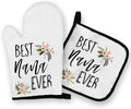 OHSUL Nana Gifts Oven Mitts and Pot Holders Sets, Gifts for Nana Kitchen Decor Accessories, Best Nana Ever Gifts Heat Resistant Oven Gloves Hot Pads for Kitchen Cooking Baking Grilling