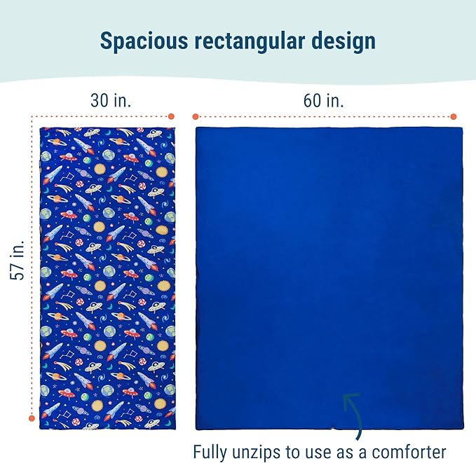 Wildkin Kids Sleeping Bag – Roll-Up Design with Storage Bag for School, Travel & Camping - Out of This World