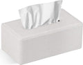 GOLRANLYE Tissue Box Cover Rectangular 9.8"(L) x 5.3"(W) x 4.3"(H) Refined Modern PU Leather Facial Tissue Dispenser Box Holder for Dresser Bathroom Decorative (Linen Beige)