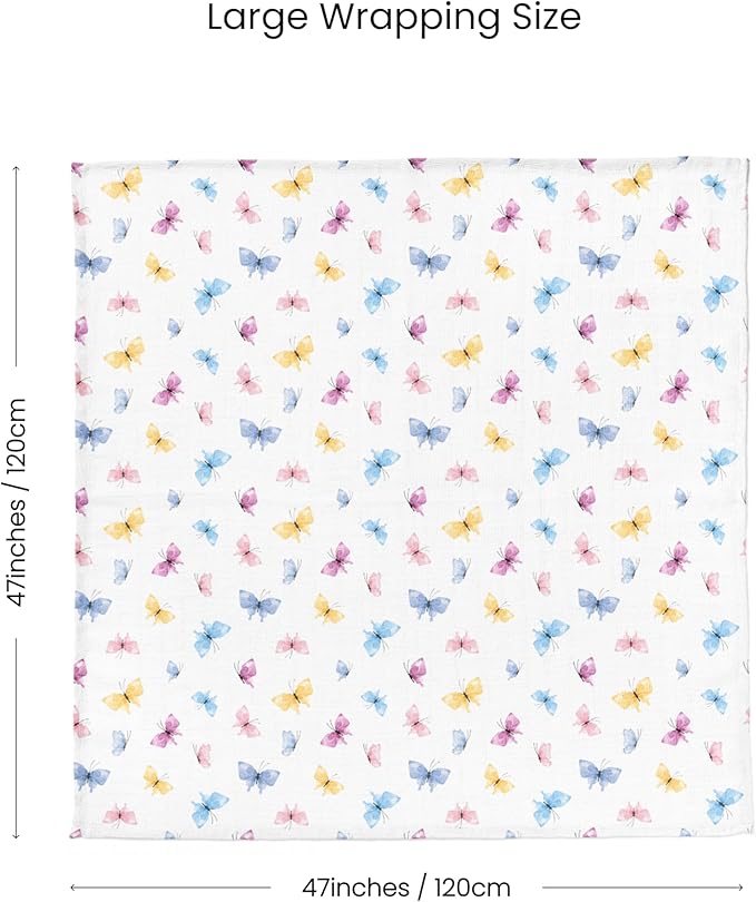 Stellar Kiddos Muslin Swaddle Blankets, Soft Breathable Cozy Baby Blankets for Newborn Boys and Girls, 47” X 47“, 2 Pack Receiving Swaddles, 70% Viscose from Bamboo 30% Cotton (Garden Grace)