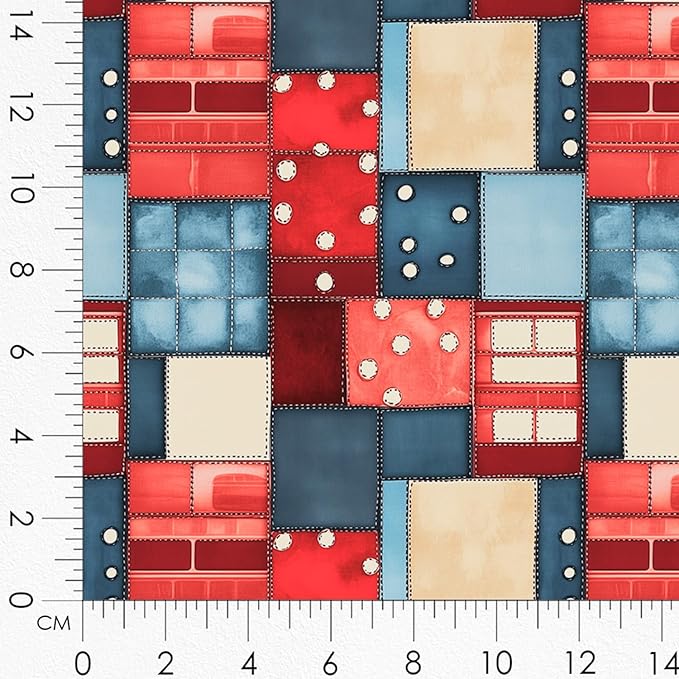 Patchwork Double-Decker Bus Cotton Fabric Panel – 6 Designs (10×10 inch Each) + Bonus Sheet 29.5×19.6 inch, 100% Cotton 140 GSM, Made in Türkiye