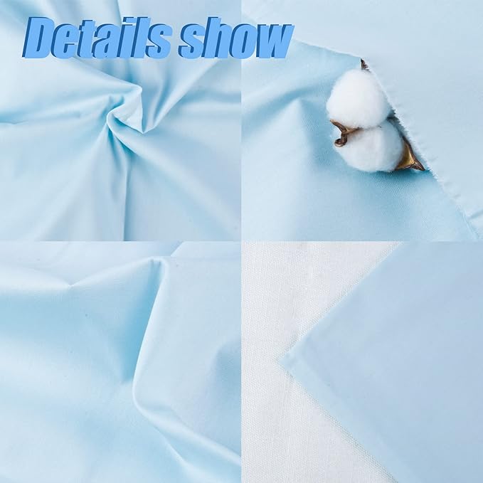 5 Yard Baby Blue Cotton Fabric, Natural Cotton Poplin Fabric by The Yard, 59 Inches Wide 100% Cotton Fabric, Soft Embroidery Muslin Quilting Material for Sewing Material Apparel Cloth