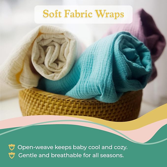 Sweet Acorn Muslin Swaddle Blanket – Soft Cotton Muslin Baby Blanket for Newborns, Infants, and Toddlers, All-Season Comfort Baby Essential - Orange and White