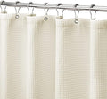MISS SELECTEX Machine Washable Cloth Shower Curtain, Matt Waffle Durable Thick Cloth Shower Curtain for Bathroom,Premium Water Repellent Fabric Luxury Spa Hotel Shower Curtain(72Wx78H,Ecru/Beige)