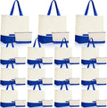 Sanwuta Canvas Tote Bags Bulk with Zipper Cosmetic Pouch 18.5" Reusable Cotton Shopping Bag with Handle for DIY Craft