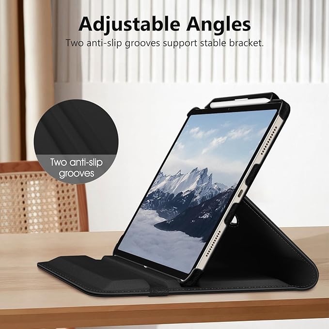 Fintie Rotating Case for iPad Air 13-inch (M3) 2025, (M2) 2024-360 Degree Swiveling Protective Stand Cover with Pencil Holder, Auto Wake/Sleep, Black
