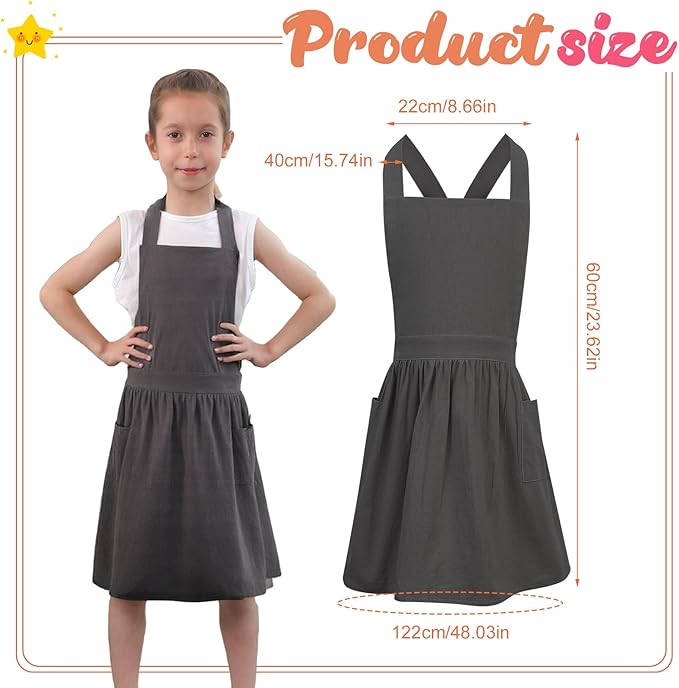 Kids Pinafore Apron, Cross Back Apron, Japanese Style Bib Aprons Home Clothes