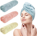 YHPDYL 3 Pack Microfiber Hair Dring Towel Wrap for Women,Fast Drying Hair Turban, for All Hair Style Anti Frizz, Large Hair Towel with Button(Yellow Orange Blue)