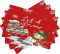 Santa Claus Placemats Red Country Farmhouse Winter Christmas Snowflake Cute Snowman Placemats Table Kitchen Dining Party 12x18 Inch Set of 6