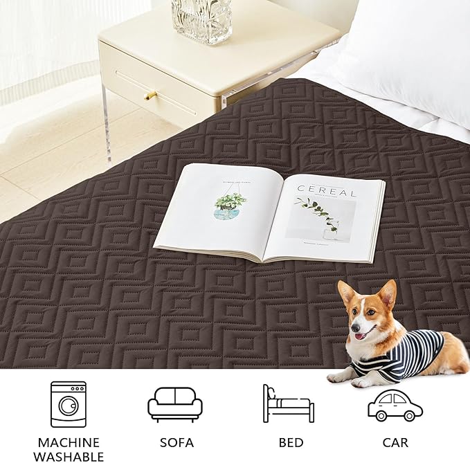 hyha Waterproof Dog Blanket, Soft Dog Bed Cover Pet Blankets, Waterproof Sofa Couch Cover for Dogs Washable, Reversible Pet Couch Covers for Sofa Furniture (40x70 Inch, Chocolate/Chocolate)