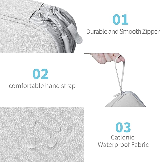 Lcsmaokin Electronics Travel Organizer,Portable Waterproof Electronic Travel Storage Bag for Small Charging Cord Storage,Charger,Small Electronics,SD Card etc,for Travel,Business - Grey