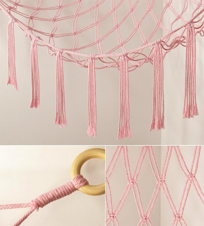 mirolam Stuffed Animal Storage Hammock Net - Toy Hammock Net for Stuffed Animals Corner - Hanging Stuff Animal Organizer Holder Large Pink Baby Nursery Room Decor
