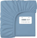 Lane Linen 100% Egyptian Cotton Full Size Fitted Sheet Only (55"x76" + 16") - Elegant Sateen Weave, Ultra Soft, Breathable, Highly Durable, Deep Pockets Upto 17" - French Blue