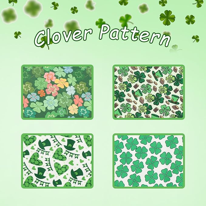 Unique Style Paws Dog St. Pat Bandanas 2Pcs Washable Cotton Triangle Colorful Clover Magic Hat Dog Scarfs for Small Medium Large Dogs and Cats