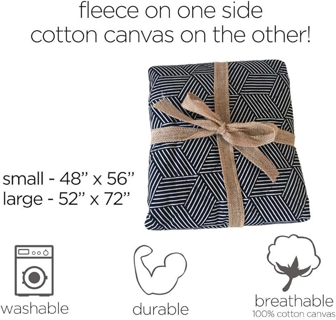 Molly Mutt Pet Blanket, 100% Cotton Canvas Top with Fleece Underside, Machine Washable, Durable and Comfortable, for Dogs and Cats, Ideal for Sofa, Couch, and Cars, No Harmful Chemicals, 52"x72"