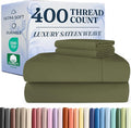400 Thread Count Cotton Sheet Set - Queen Size 100% Cotton Sheets - Easily Fits 8" to 16" Mattress - Silky-Soft, Wrinkle Free, Breathable, Comfy - Deep Pockets & Hotel Quality Bedding Set - Sage Green