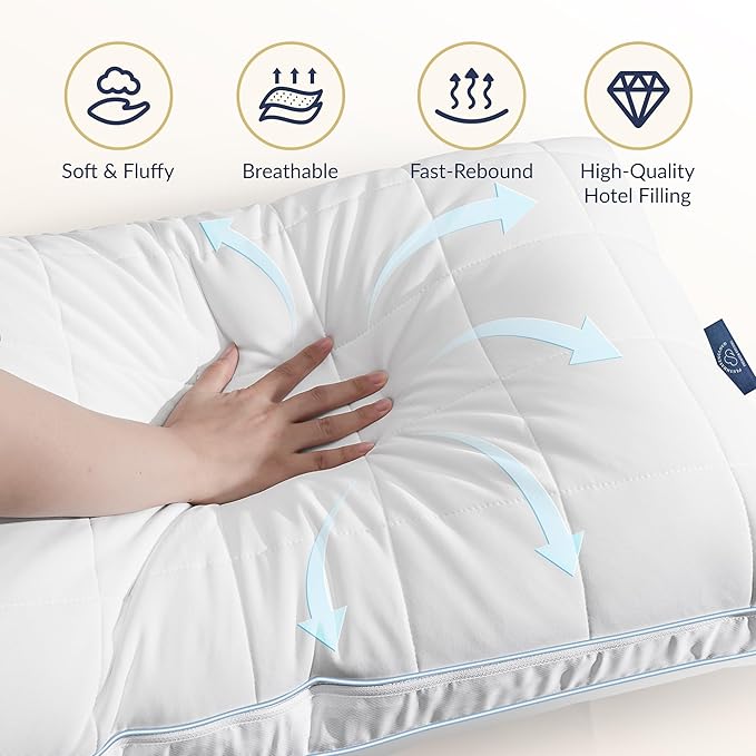 PlushHavenCloud 3-in-1 Adjustable Pillows Bed Pillow King Size Set of 2 - Luxury Hotel Collection Pillows for Sleeping, Customizable Firmness & Height Pillow for Back, Stomach or Side Sleepers