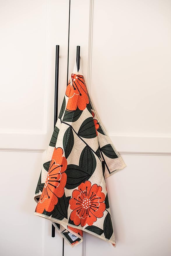Desert Aqua 2 Pack Double Sided Kitchen Towels || Dish Towels || Quick Dry || Designer Prints || Highly Absorbent || Hanging Hook (Poppy)
