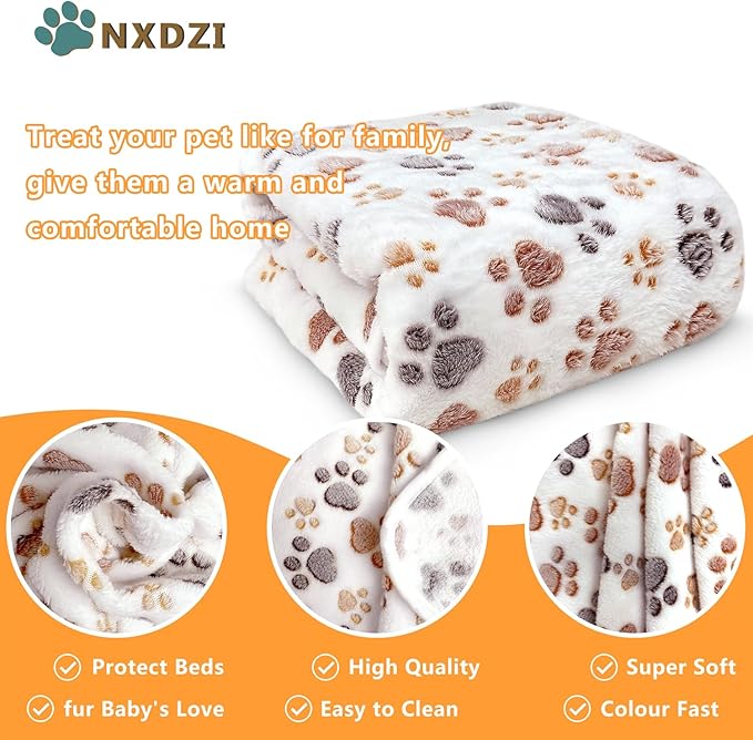 Dog Blankets for Large Dogs, 1 Pc Dog Blanket Washable, Soft Fluffy Flannel Pet Blanket Mat Cover for Bed Couch, Cute Print Puppy Blanket 60" x 50"