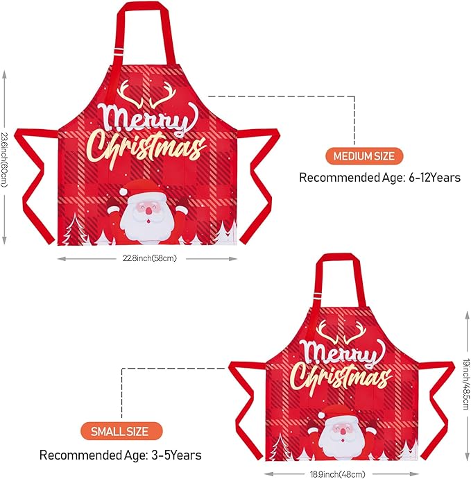 Sylfairy Aprons for Kids Girls Rainbow Unicorn Apron Children Kitchen Chef Aprons Smock (Santa Claus, Medium,6-12Years)