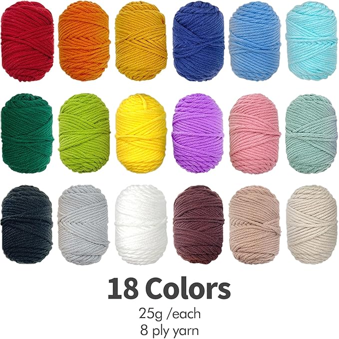 HAND U JOURNEY Punch Needle Beginner DIY Kit – 18 Colors Yarn, 2 x 8.4 Hoops with Panda & Cupcake Patterns, Punch Tool, Skill Guide, and Monk's Cloth for Creative Embroidery Craft