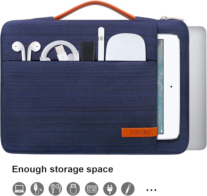 Lacdo 360° Protective Laptop Sleeve Case for 15 inch New MacBook Air M4 A3241 2025, M3 A3114, M2 A2941 2024-2023, 15 inch MacBook Pro A1990 A1707, Dell XPS 15 Plus Computer Bag, Water-Resistant, Blue