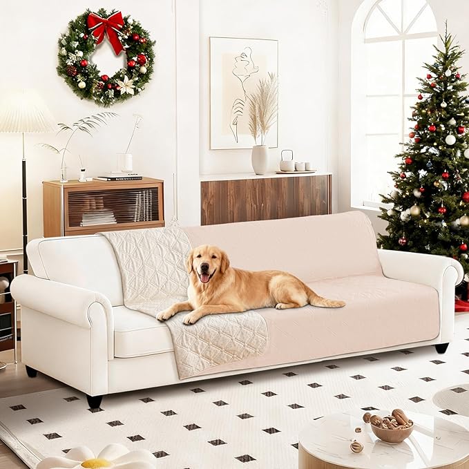 CYCMACO Waterproof Couch Covers for Pets, Waterproof Dog Bed Cover, Anti-Slip Soft Dog Blankets, Couch Cover for Dogs Washable, Pet Blanket for Puppy Large Dogs Cat (82x102 Inch, Beige)