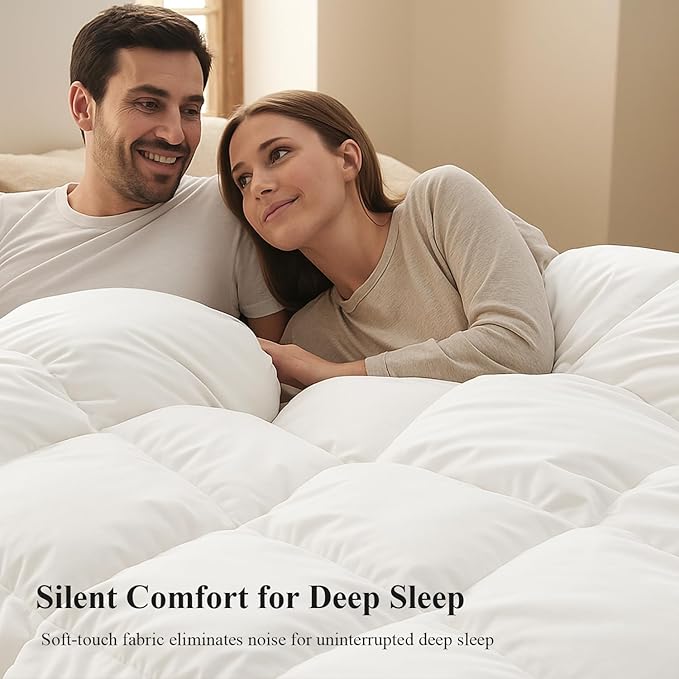 Globon Winter White Goose Down Comforter King Size,Down Duvet Insert, 800 Fill Power, 420 Thread Count,Ultra Soft Noiseless Shell with Corner Tabs, White