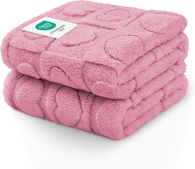 Luciphia 1 Pack 2 Small Dog Blanket Washable Pet Bed Cover Soft Fluffy Puppy Blanket with Premium Fleece 300GSM Cozy Calming Cat Blankets for Indoor Cats Pink 57x40 inch