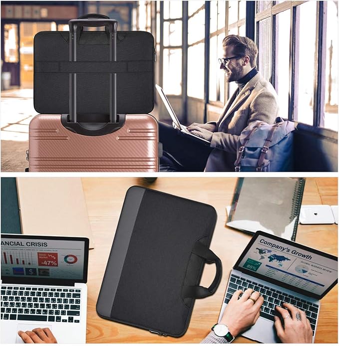 15.6 Inch Laptop Sleeve Bag, Men Women TSA Case for Macbook Pro 16 M4 M3 M2 M1, Lenovo Ideapad 15.6, HP Envy/Victus 15.6, Acer Aspire/Nitro 5 15.6, Dell 15 16, ASUS Chromebook 15 16 Case, Black
