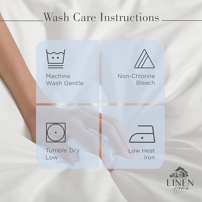 Linen Home 100% Cotton Percale Sheet Set, Twin Size, Baby Blue, Deep Pocket, 4 Pieces Set - 1 Flat, 1 Deep Pocket Fitted Sheet and 2 Pillowcases, Crisp Cool and Strong Bed Linen