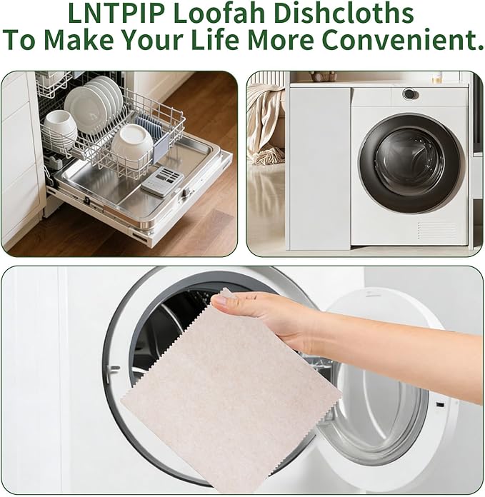 LNTPIP Reusable Dish Cloths, 5-Pack 100% Biodegradable Dish Towels, Suitable for Any Surface & as Napkins, Thickened with Super Absorbency, Oil-Repellent, Easy to Clean & Odor-Free (7.87" * 7.87")