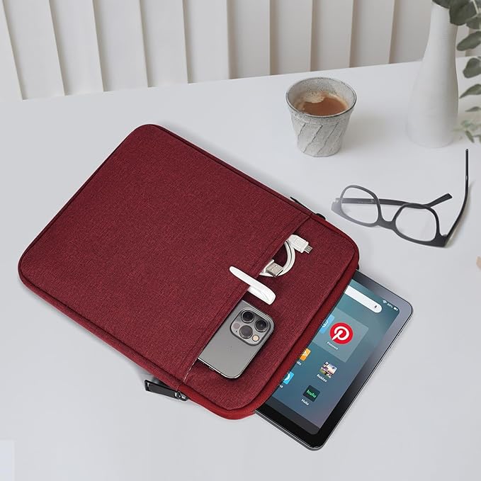 9.7-11" Tablet Sleeve Bag for 2023 11" Amazon Fire Max 11 & 10.1" Fire HD 10 Plus & Fire HD 10 Kids Pro, 11" iPad 11th/Air M3 M2 & Pro M5 M4 4 3 2 & Samsung Galaxy Tab S9 S9 FE S8 S7 A8 Case(Wine Red)