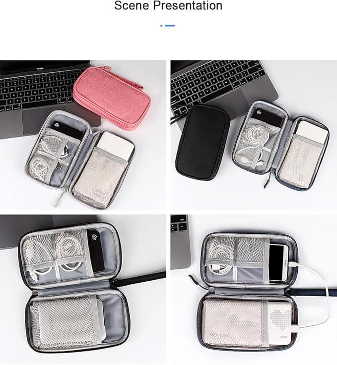 Portable Tech Accessories Organizer – Travel Cable, Charger, and Gadget Storage Carrying Case Navy Blue, Black and Grey (Light Gray)