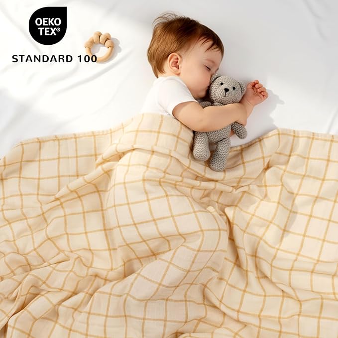 HECCEI Soft Large Swaddle Blankets - 3-Pack 70% Bamboo 30% Cotton Muslin Swaddle Blanket, Large Breathable Receiving Blankets for Newborn, Boys and Girls Swaddles, Registry & Gift, 47 x 47 inches