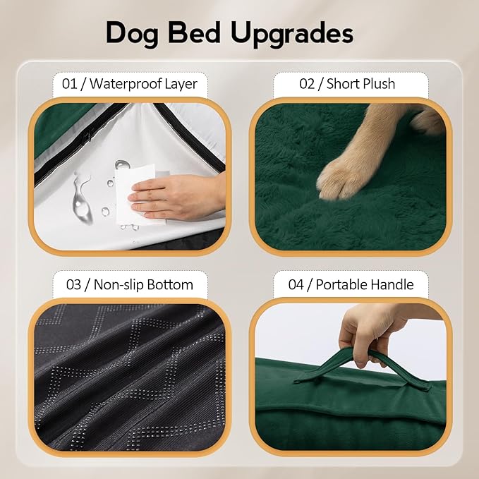 MEKIY Large Orthopedic Dog Bed with Sides XXXL Dog Beds with Removable Washable Cover Non-Slip Waterproof Pet Bed for Extra Large Dogs - Dark Green XXXL