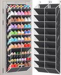 UVIAHOMI 30 Pairs Over the Door Shoe Organizer, Clear Pockets Hanging Shoe Storage for Closet, 10-Tier Door Shoes Rack Storage Fit All the Family's Sneakers, Boots, Heels, Dark Grey