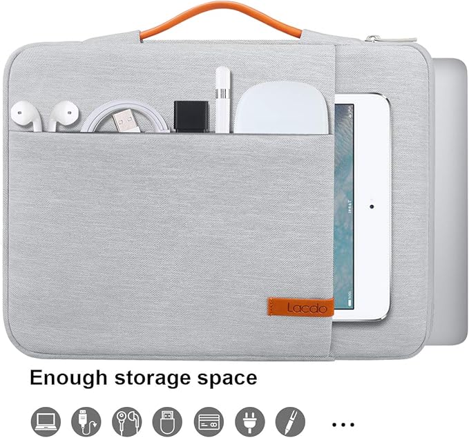 Lacdo 360° Protective 15-15.6 Inch Laptop Sleeve Case for Acer HP Lenovo Dell ASUS Laptop, Acer Aspire 15, HP Pavilion 15, Dell Inspiron 15, Lenovo IdeaPad 15, ASUS ZenBook 15 Computer Bag, Gray