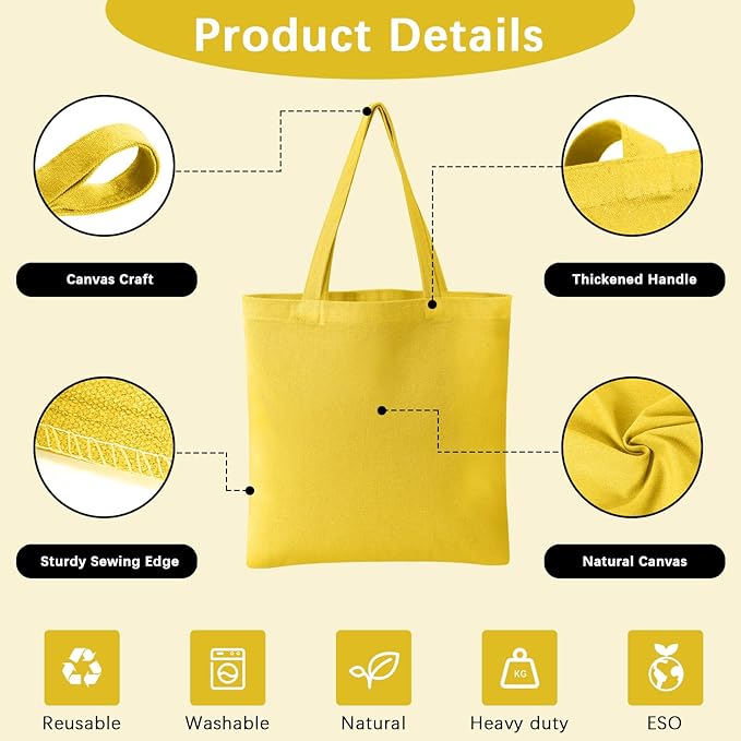OKBA 10-Pack Blank Reusable Grocery Shopping Cloth Bags canvas tote bags Bulk DIY custom