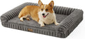 COZY KISS Cute Dog Bed for Medium Dogs, Faux Rabbit Fur Orthopedic Foam Dog Bed with Sides, Removable Washable Cover & Waterproof Lining, Comfortable Pet Couch, Grey (36" L x 27" W x 6.5" Th)