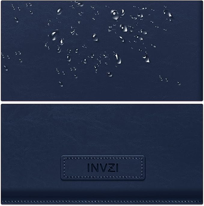 INVZI MacBook Sleeve, Vegan Leather Bag Compatible with 13”/14" MacBook Air, MacBook Pro M1/M2 2018-2022, Compact Design with Invisible Stand (Midnight Blue)