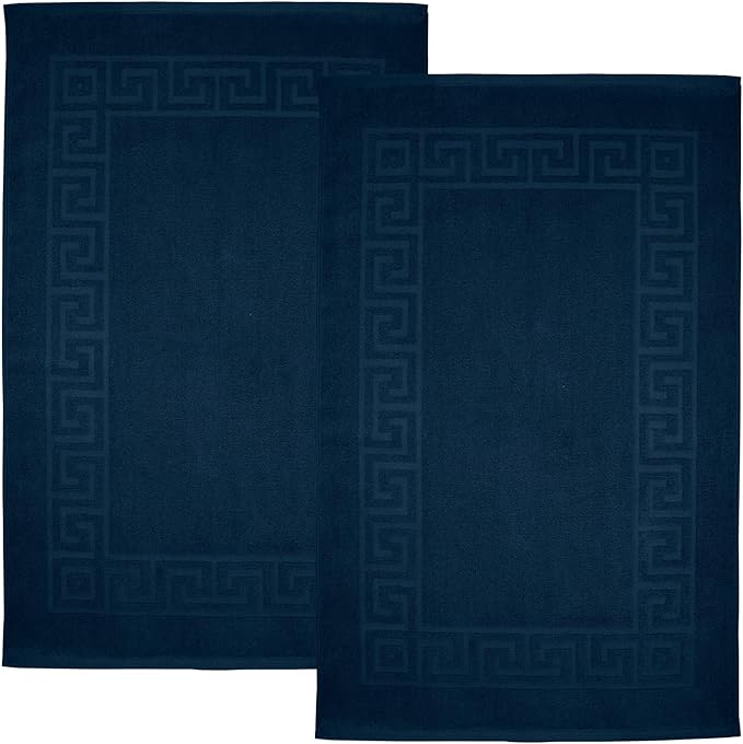 DAN RIVER Greek Cotton Bath Mats Set of 2 – Not a Bathroom Rug, Ultra Soft, Highly Absorbent & Machine Washable Bath Mat Towel for Bathroom Floor Mat – Durable, Quick-Dry, 21x34 Inches, Blue Opal