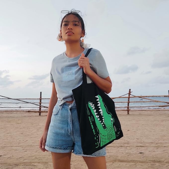 Ecoright Tote Bag for Women with Zipper, Small Tote Bag, Canvas Bag, Reusable Cotton Bag for Beach, Grocery, School & Work