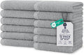 DAN RIVER 12 Pack Wash Cloths for Showering [12x12] - 100% Cotton Washcloths Premium Quality Flannel Face Cloths for Bathroom, Highly Absorbent and Soft Feel Wash Clothes, Silver