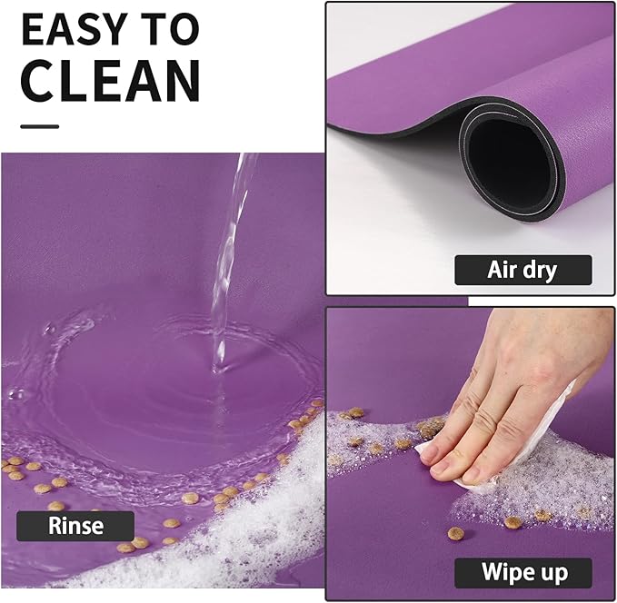 HotLive Dog Food Mat - Absorbent Cat Mat for Food and Water, No Stains Pet Feeding Bowl Mat, Easy to Clean Pet Placemats, Quick Dry Dog Water Dispenser Mat for Messy Drinkers | Purple 12"x 19"