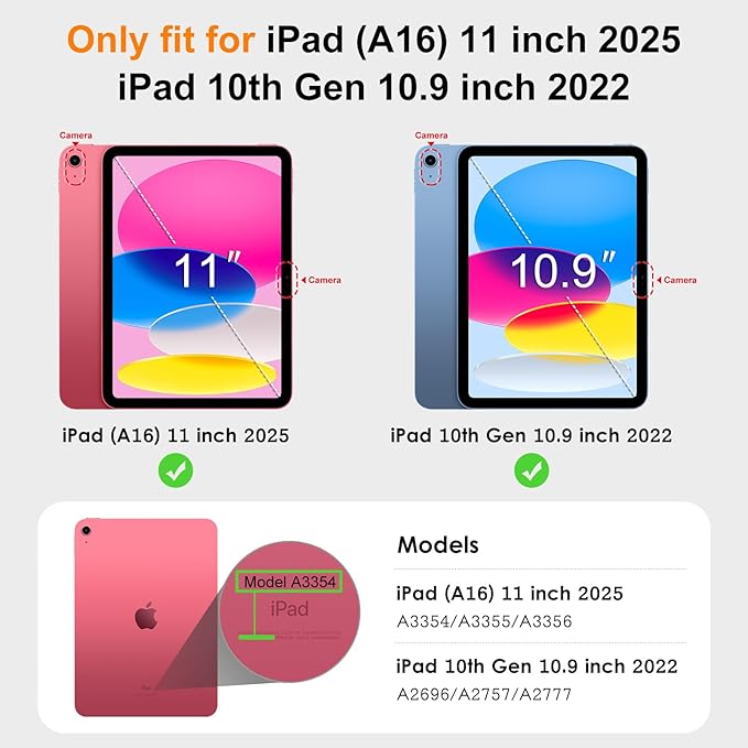 DTTO for iPad (A16) 11th Generation Case 11 Inch 2025, iPad 10th Generation Case 10.9 Inch 2022, Premium Leather Business Folio Stand Cover with Pencil Holder - Auto Wake/Sleep, Cow Print