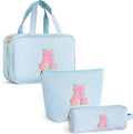 Fystdtote Personalized Toiletry Bag Monogram Makeup Bag Birthday Gifts for Kids Girls Cosmetic Bag Travel | Christmas Gifts for Teenage Girls Stocking Stuffers for Teen Girl Daughter Gifts - Blue A