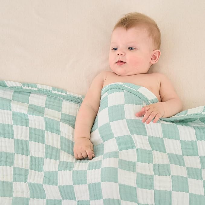 HardNok Ultra Soft Muslin Baby Blanket, A Versatile Swaddle and Bed Blanket for Babies, Toddlers, Boys, and Girls (1 Pack).