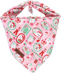 UP URARA PUP Christmas Dog Bandana–Adorable Happy Snowman Triangle Scarf for Small Medium Large Dogs, Soft Cotton Pet Bib for Winter & New Year, Adjustable Dog Kerchief