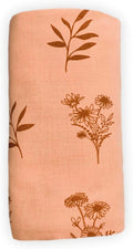 Leyl&Ari Muslin Baby Swaddle Blanket | 100% Organic Receiving Wrap (Peach/Wildflowers)